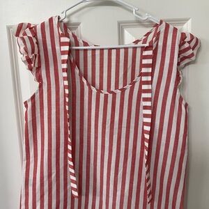 SHEIN Red and White Striped Blouse